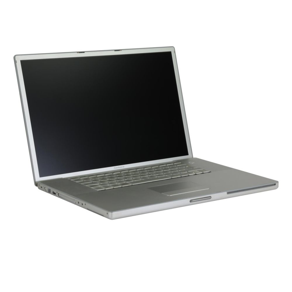 PowerBook G4 mit 17-Zoll leicht von der linken Seite fotografiert