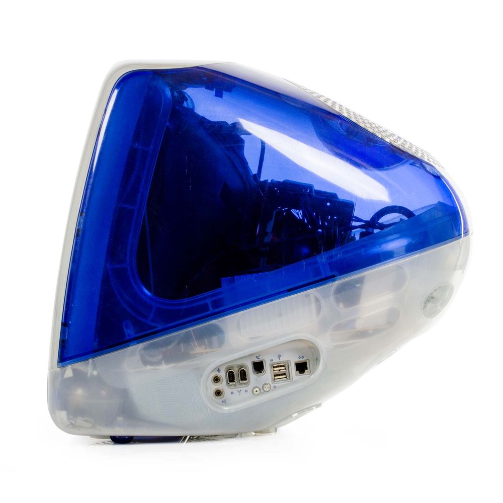 Der iMac in indigo von der Seite