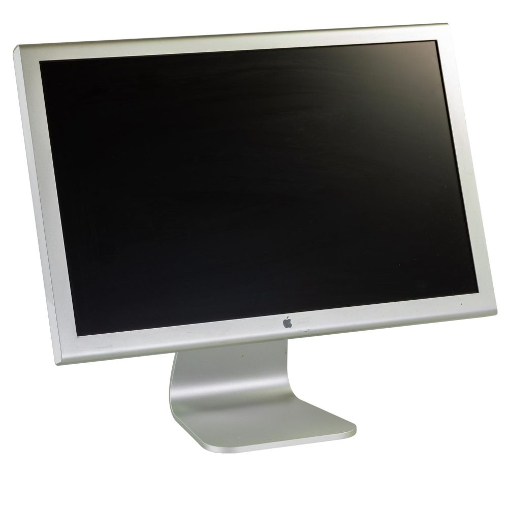 Cinema Display leicht seitlich mit dem Display zu sehen in der Farbe grau