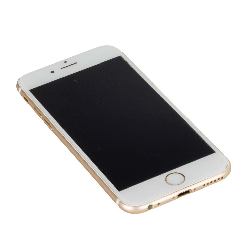 iPhone 6s in Gold mit dem Display nach oben und leicht seitlich